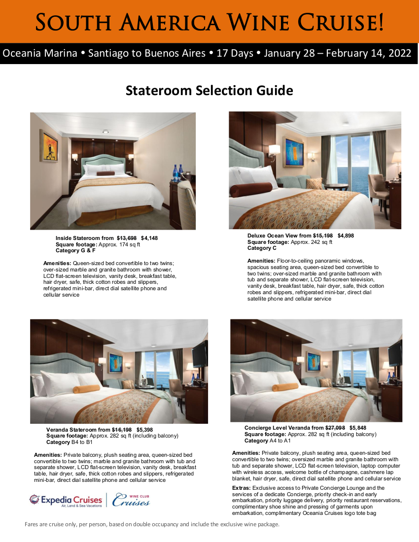 South America 2022 Oceania Stateroom Guide 1