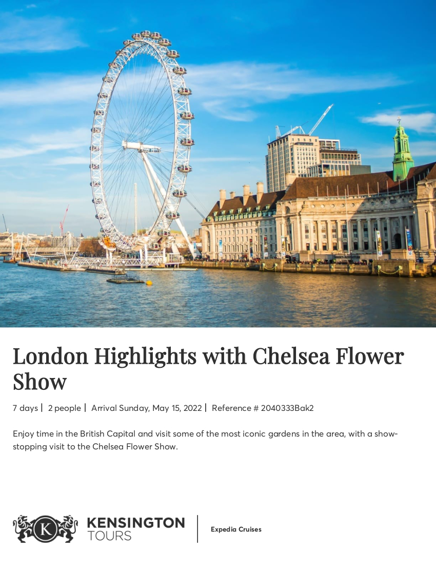 London with Chelsea Flower Show - Sample Itinerary 1