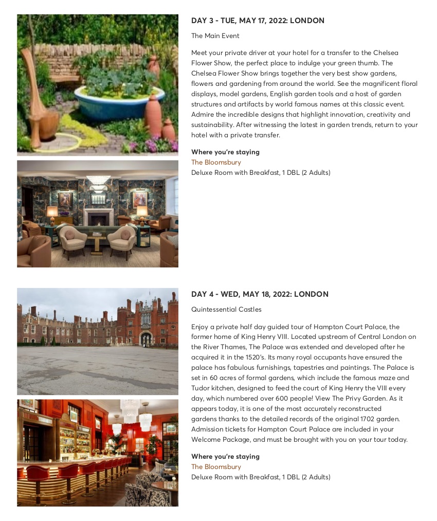 London with Chelsea Flower Show - Sample Itinerary 6