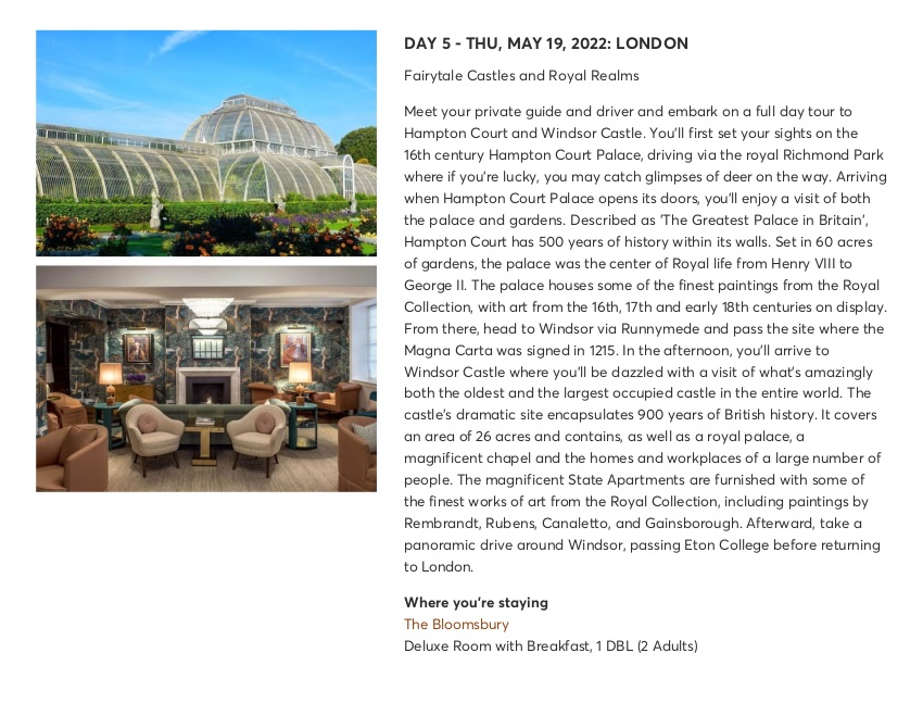 London with Chelsea Flower Show - Sample Itinerary 7