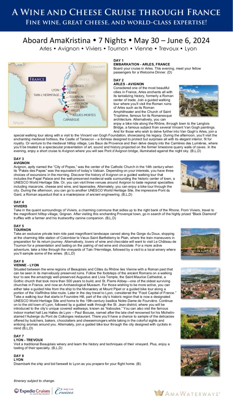 2024 Fresno State Rhone Itinerary Expedia Wine Club Cruises