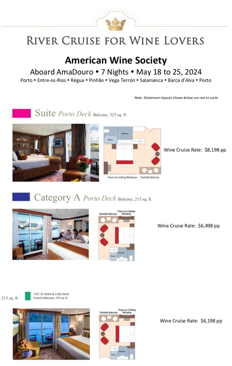 2024 AWS Wine Cruise Staterooms and Pricing Expedia Wine Club Cruises