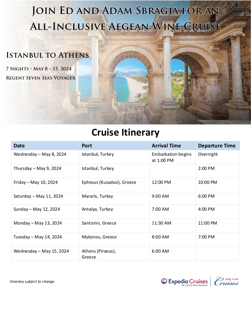 2024 Sbragia Aegean Wine Cruise Itinerary Expedia Wine Club Cruises