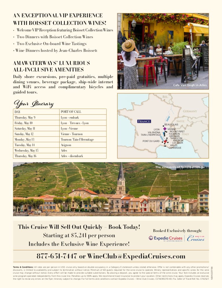 2024 JCB Boisset Collection Wine Cruise Details Expedia Wine Club Cruises   BoisFranceCRUISEflyer 2024 2 768x994 