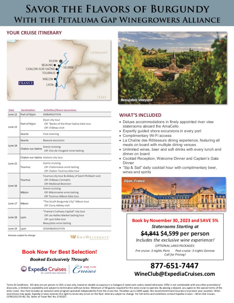 2025 Petaluma Gap Wine Cruise Details Expedia Wine Club Cruises