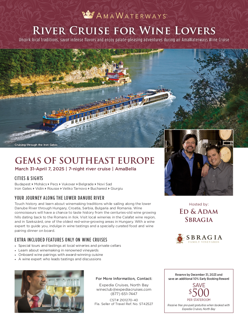 2025 Sbragia Wine Cruise Details Expedia Wine Club Cruises