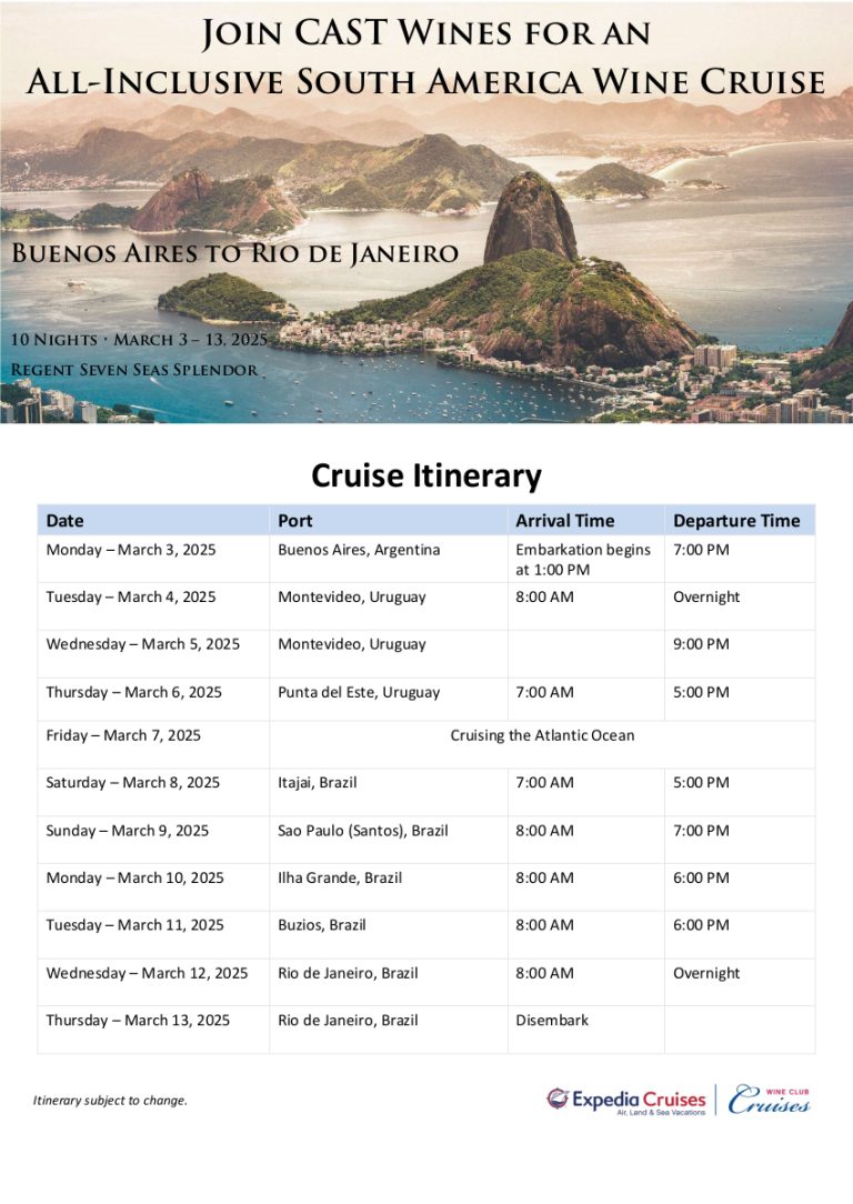 2025 Cast Wine Cruise Itinerary Expedia Wine Club Cruises